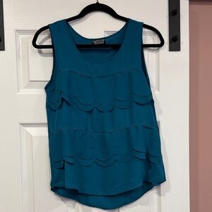 Papermoon Teal Scalloped Tank Top